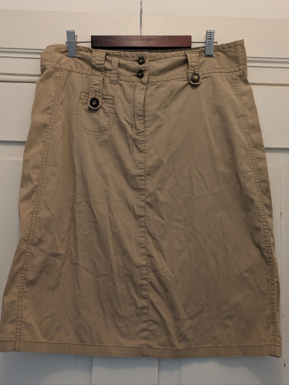 Lole Tan Cotton Skirt w/ Pockets & Wildflower Print On Side- 8